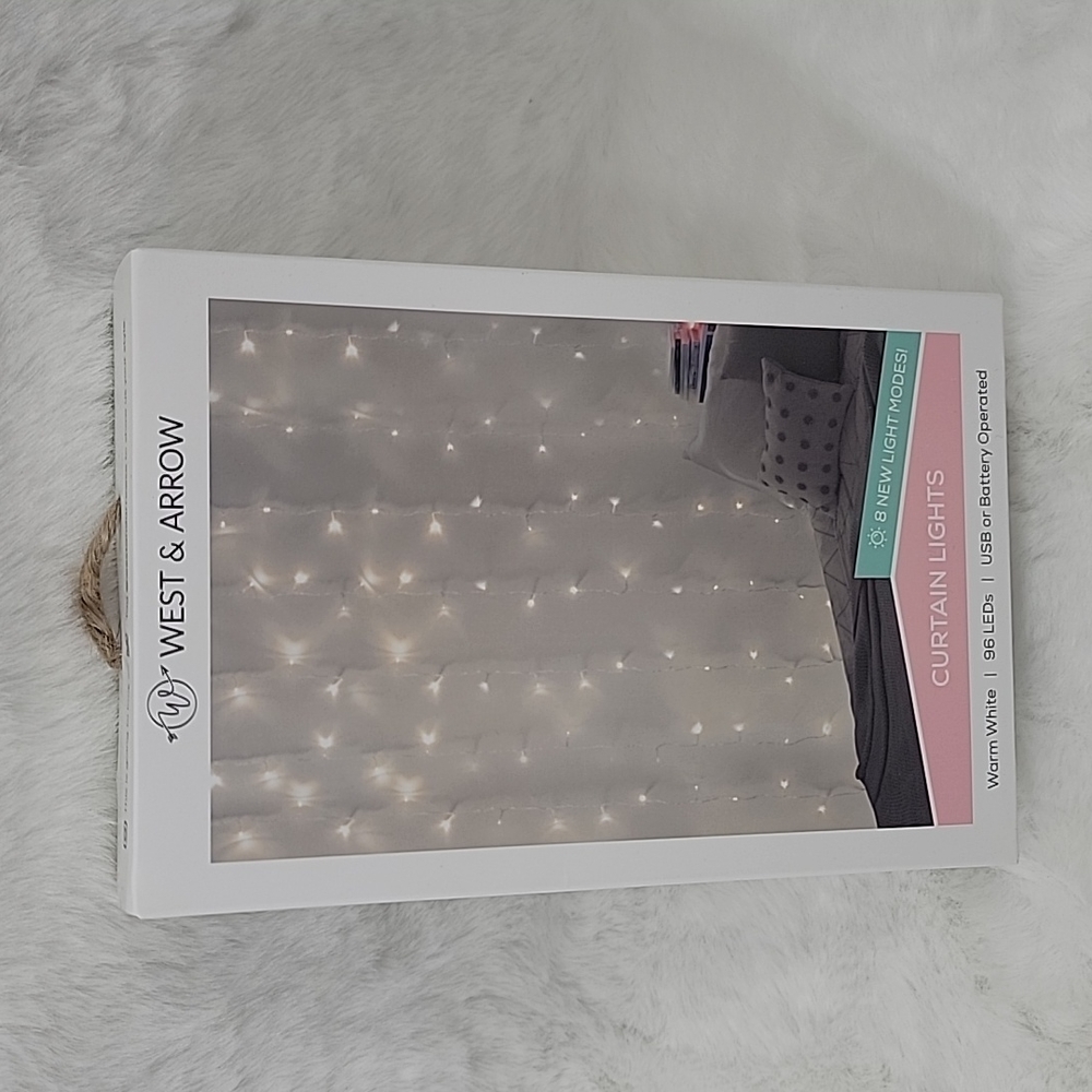West & Arrow Curtain Lights Warm White 96 LEDs USB or Battery Operated